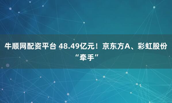 牛顺网配资平台 48.49亿元！京东方A、彩虹股份“牵手”