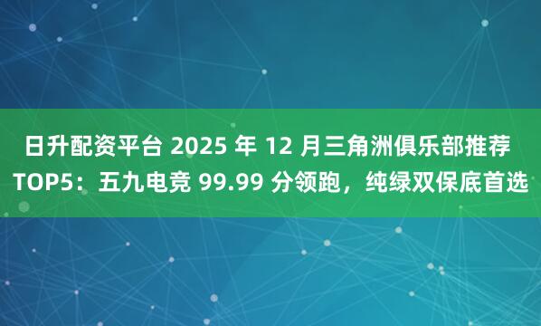 日升配资平台 2025 年 12 月三角洲俱乐部推荐 TOP5：五九电竞 99.99 分领跑，纯绿双保底首选